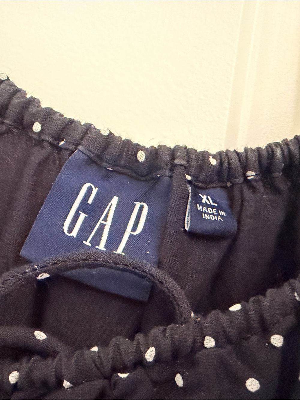 GAP Black Polka Dot Smocked Midi Dress - Picture 3 of 3